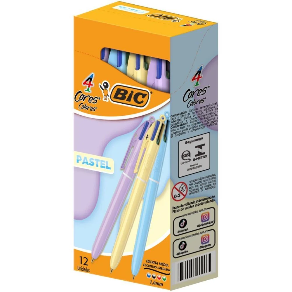 Caneta Esferografica Bic 4 Cores Pastel Sortidas Bic (Cx.c/12) - imagem 2