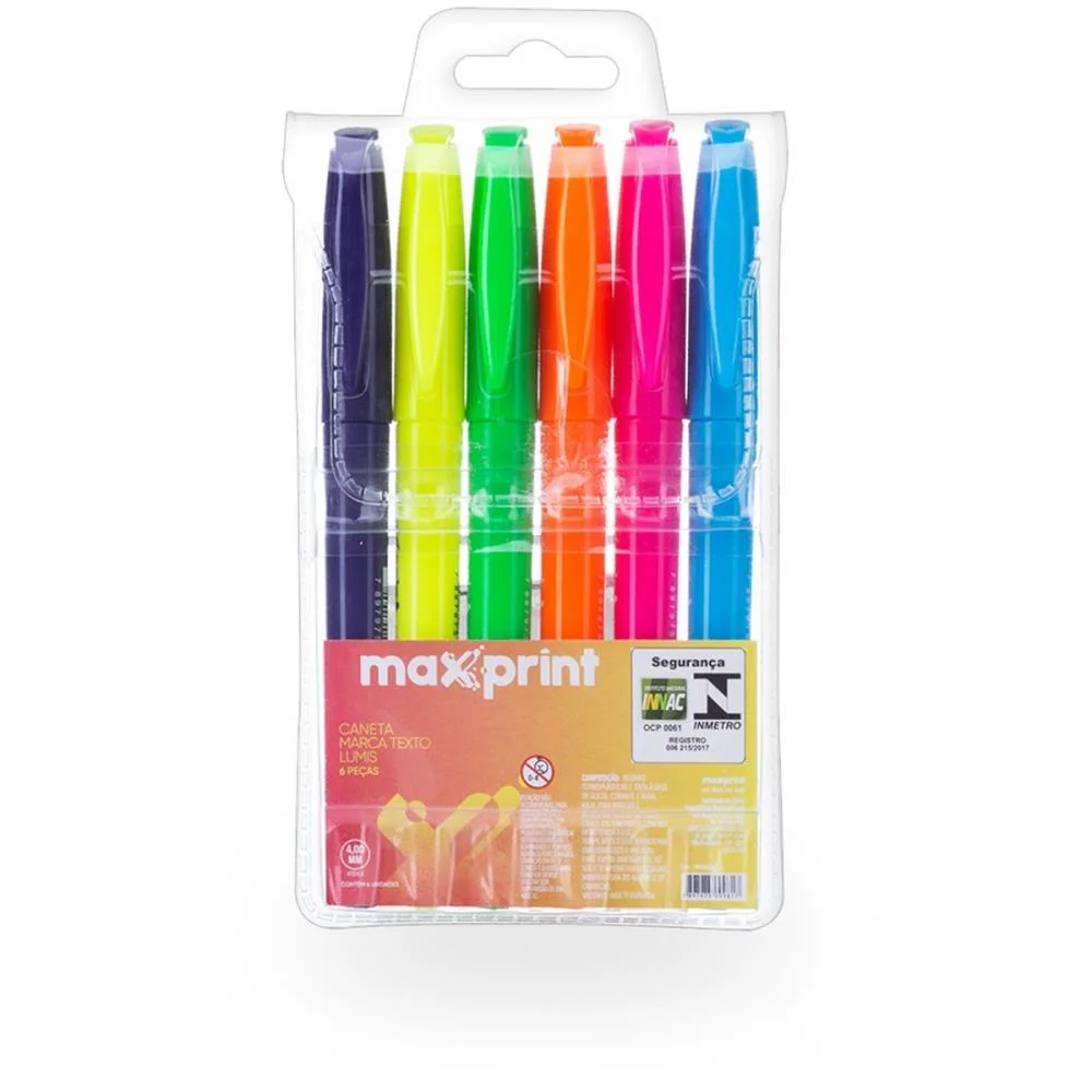 Caneta Marca Texto Lumis C/ 6 Cores Maxprint (Estojo) - imagem 3