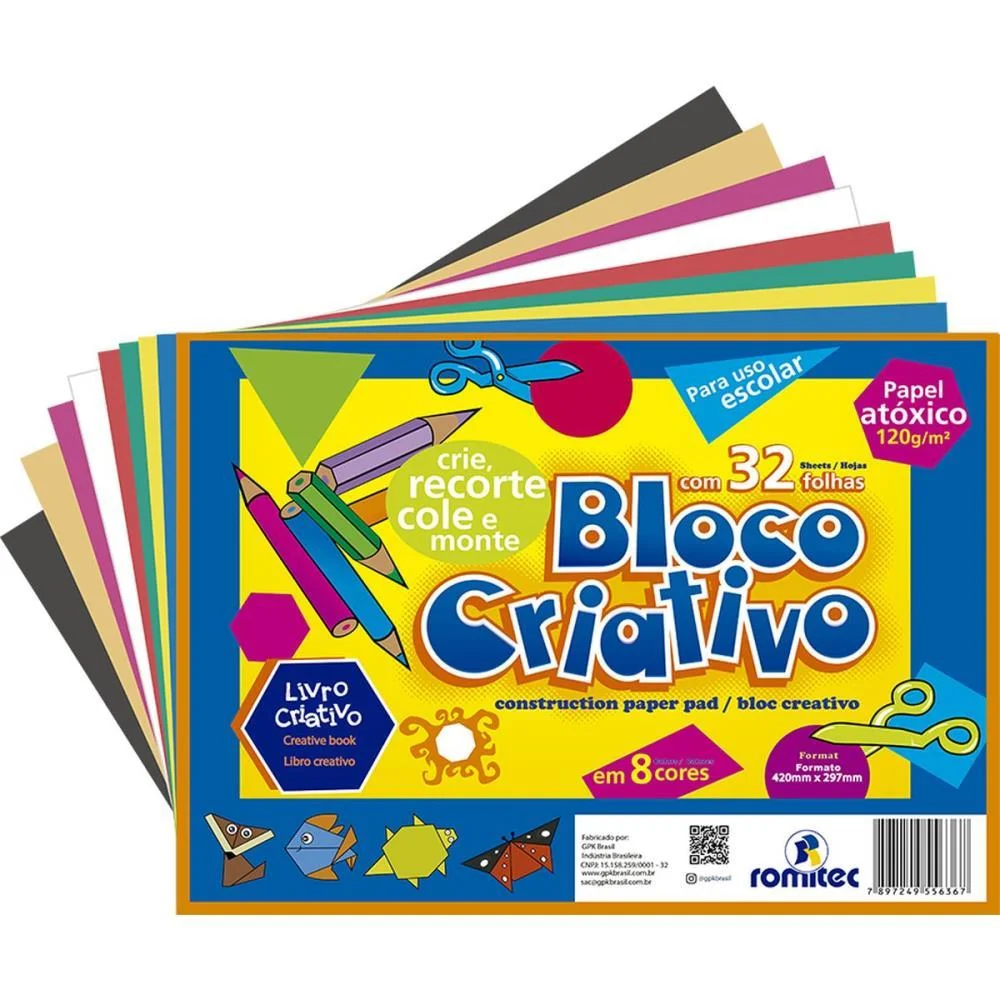 Bloco Para Educacao Artistica Criativo C/Livr.8C.a3 120G 32F Romitec (Unidade) - imagem 2