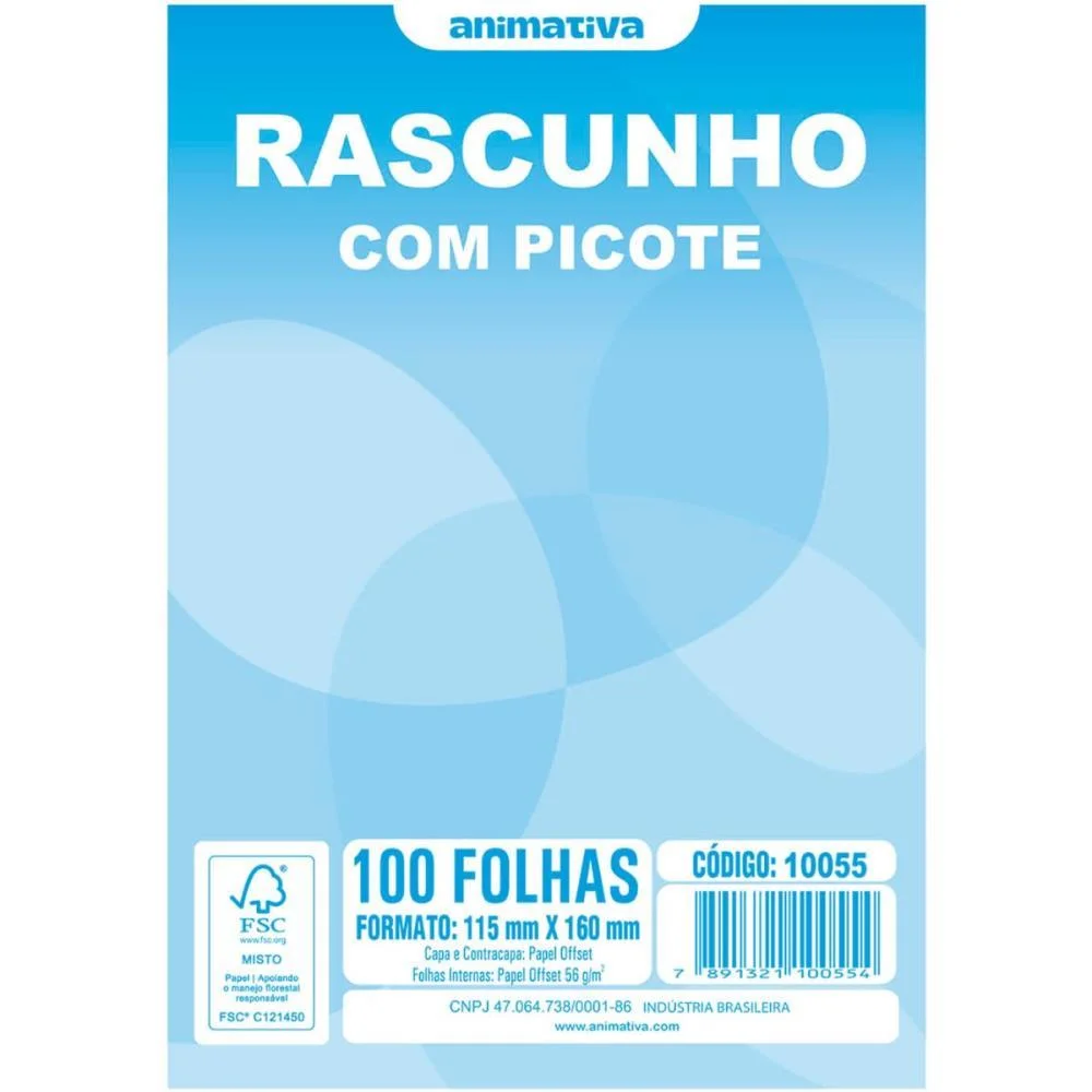 Bloco Para Rascunho C/Picote E Grampo 100F.115X160 Animativa (Pct.c/20) - imagem 3
