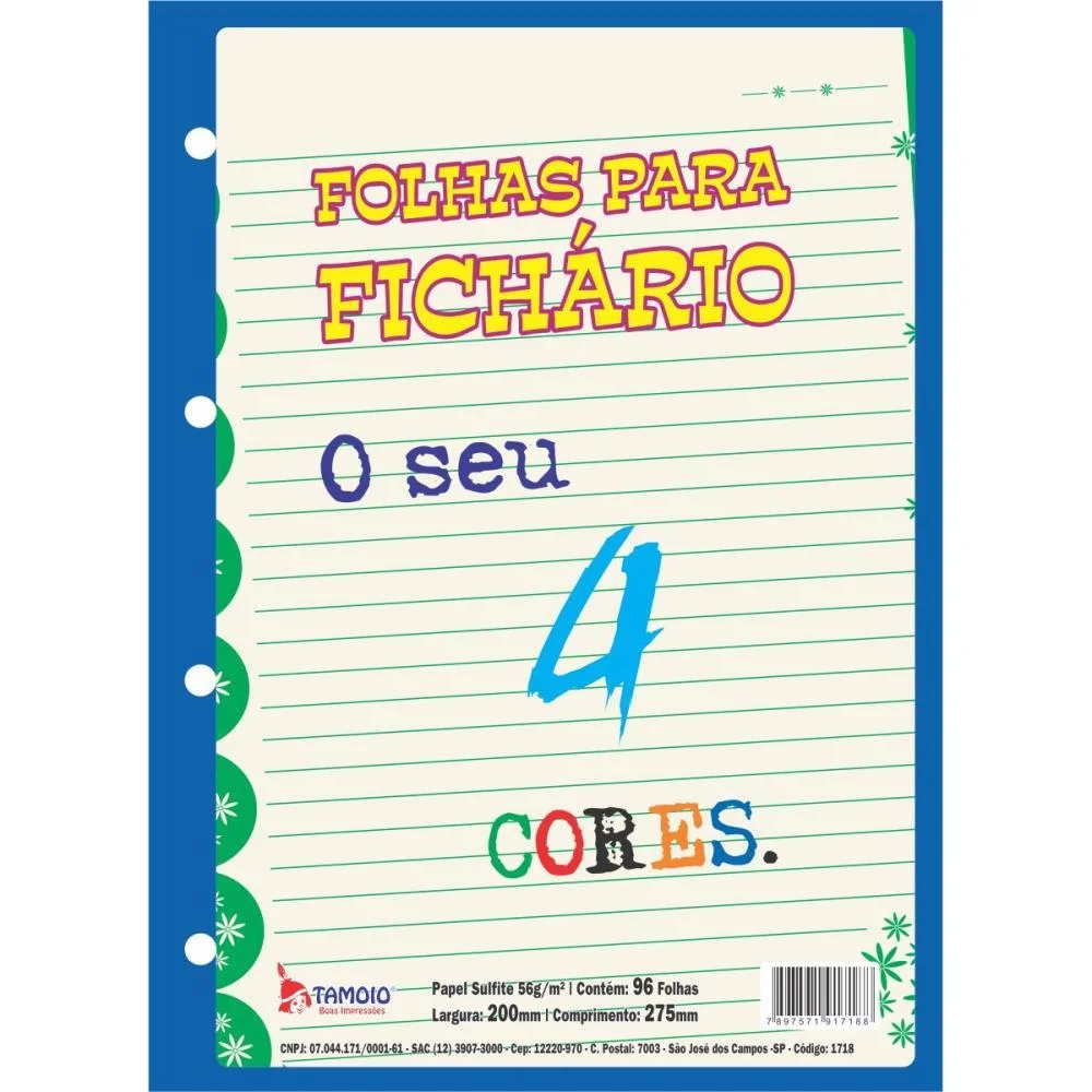 Bloco Para Fichario Universit. Decorado 4 Cores 96 Folhas Tamoio (Pct.c/05) - imagem 2