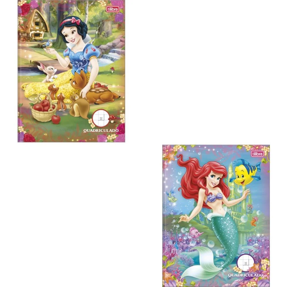 Caderno Quadriculado Univers. Princesas 40Fls Brochura 1X1Cm Tilibra (Pct.c/05) - imagem 2