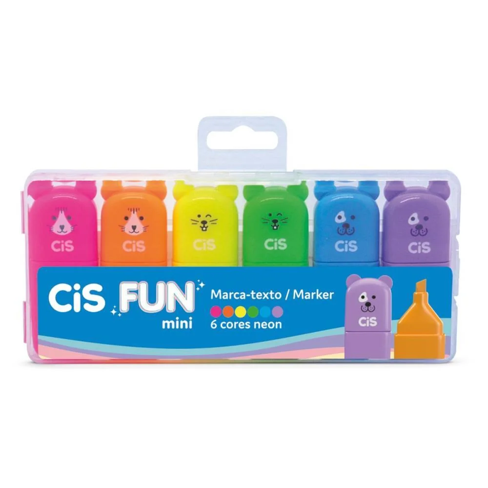 Caneta Marca Texto Cis Fun Mini Neon 6 Cores Sertic (Estojo) - imagem 2
