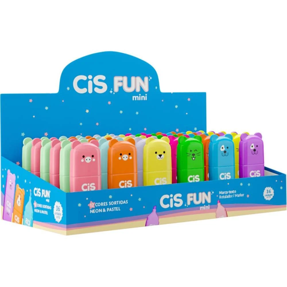 Caneta Marca Texto Cis Fun Mini 12 Cores Sortidas Sertic (Dp.c/36) - imagem 2