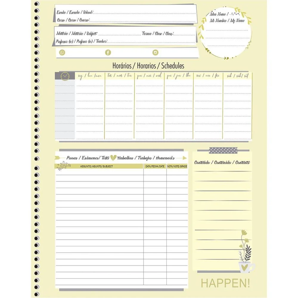 Caderno 10X1 Cp.dura Colegial Happen Glitter 160F Animativa (Pct.c/04) - imagem 5