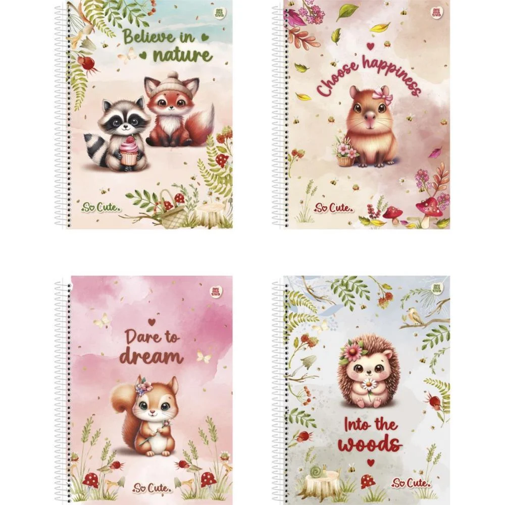 Caderno Espiral 1/4 Capa Dura So Cute 80F Animativa (Pct.c/10) - imagem 3