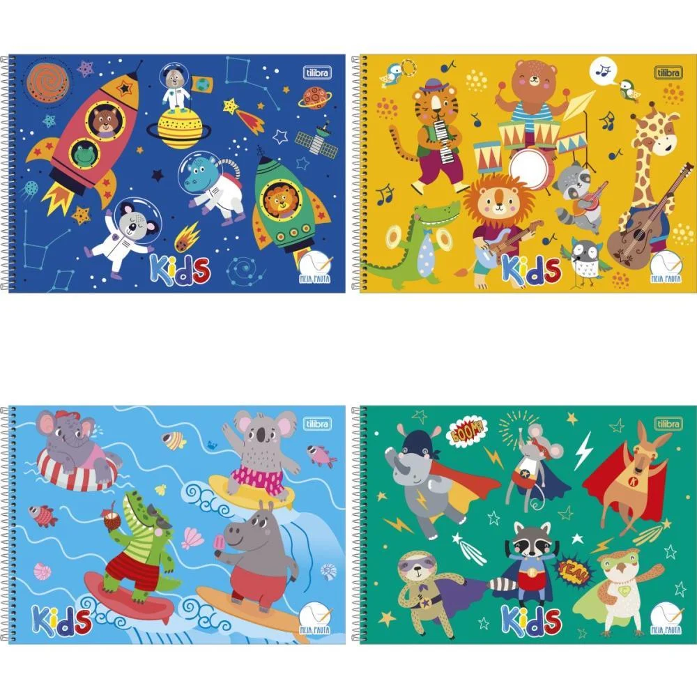 Caderno Desenho Univ Capa Dura Kids Meia Pauta 40F Esp Mascul Tilibra (Pct.c/04) - imagem 4