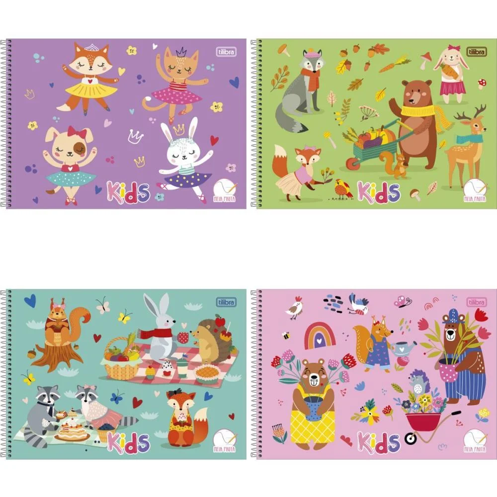 Caderno Desenho Univ Capa Dura Kids Meia Pauta 40F Esp Femin Tilibra (Pct.c/04) - imagem 2