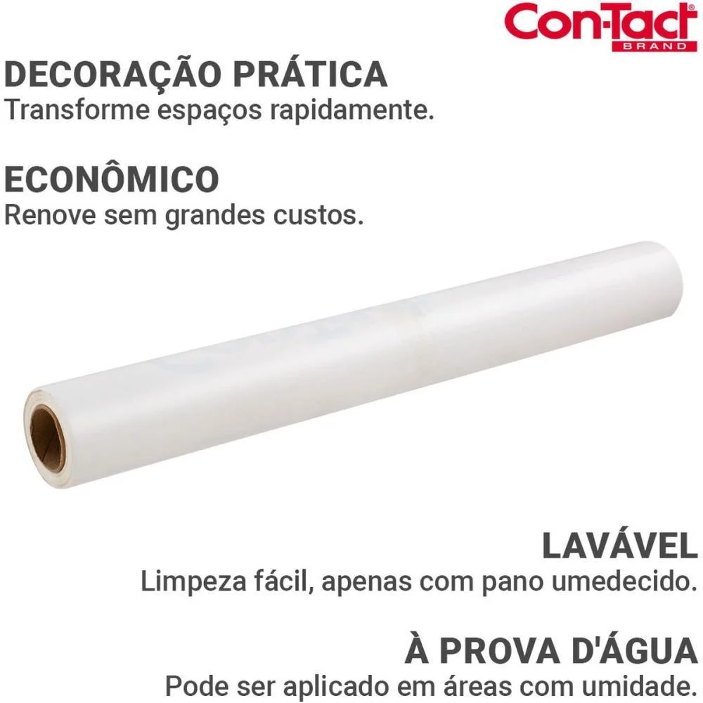 Contact Liso 45Cmx10M Brilho Branco Contact (Rolo) - imagem 2