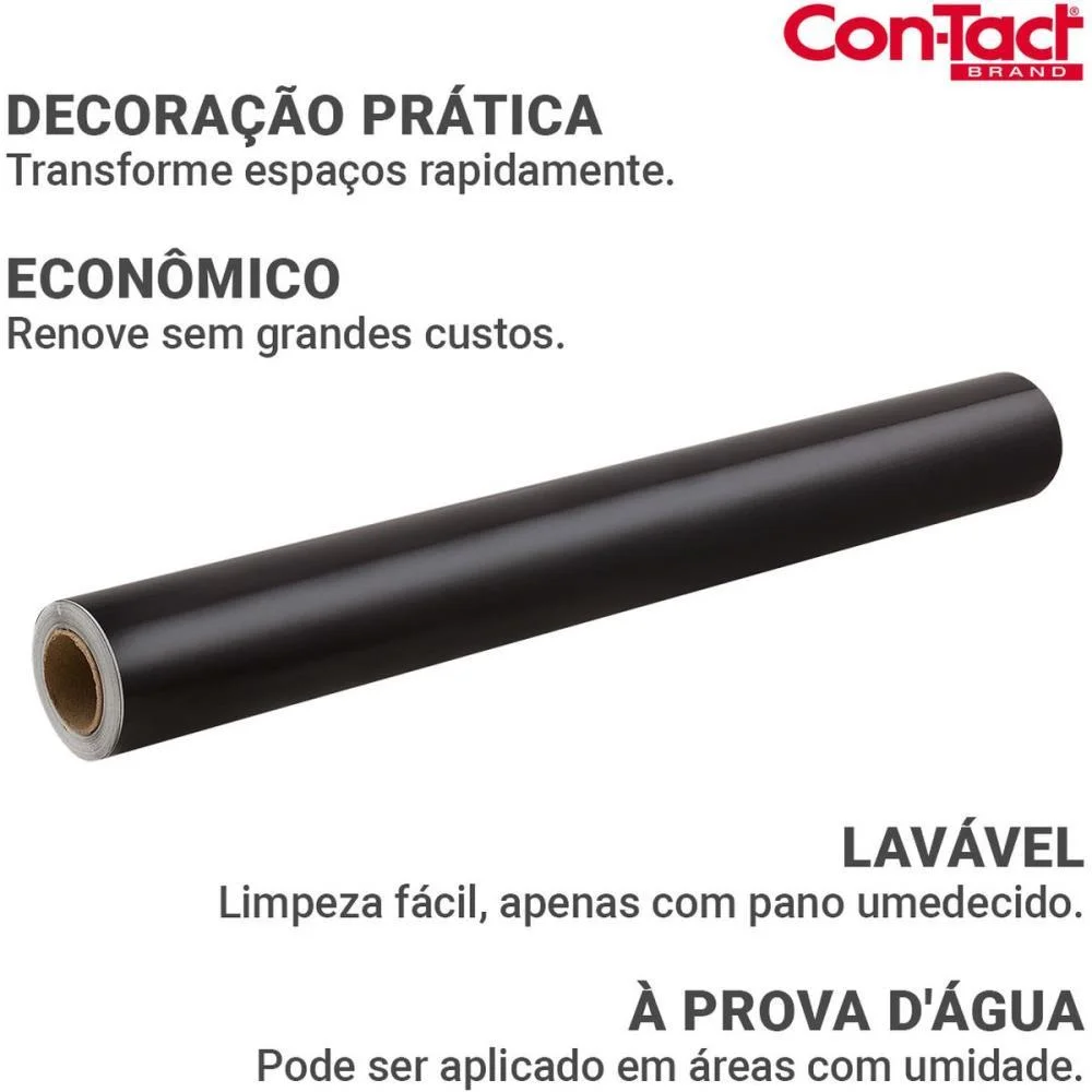 Contact Liso 45Cmx10M Brilho Preto Contact (Rolo) - imagem 3