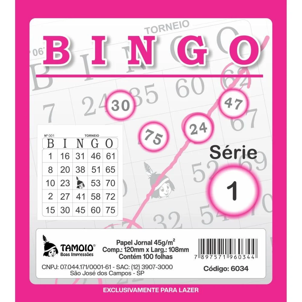 Bloco Para Bingo Rosa 120X108Mm 100F Jornal Tamoio (Pct.c/15) - imagem 4