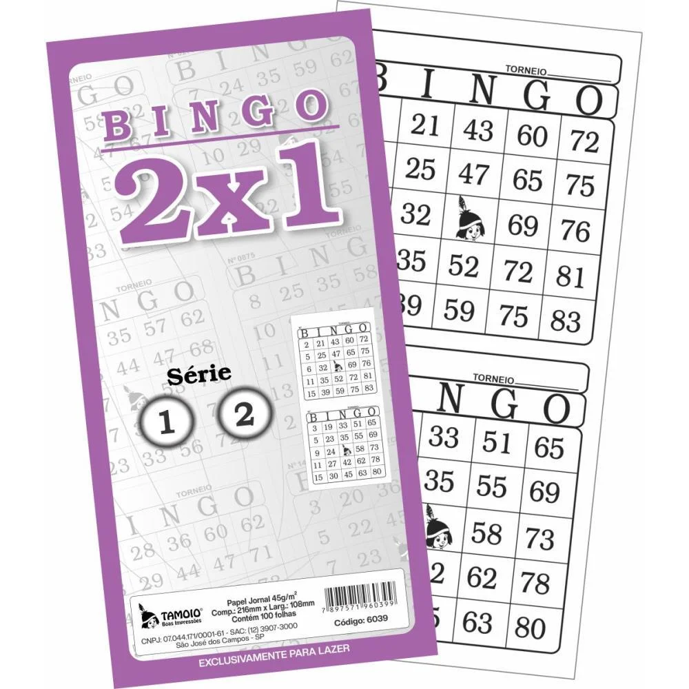 Bloco Para Bingo Bingao Jornal 2X1 100 Folhas Tamoio (Pct.c/12) - imagem 3