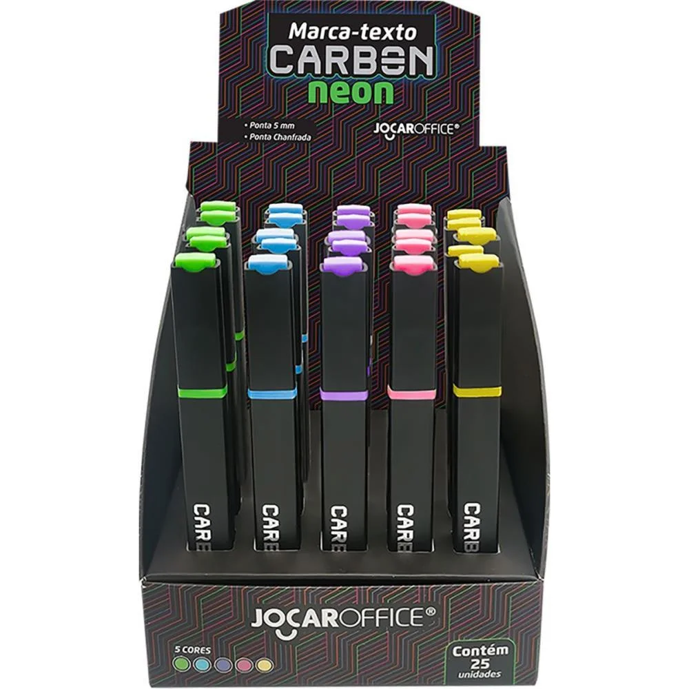 Caneta Marca Texto Carbon Line 5Cores Neon Leonora (Dp.c/25) - imagem 3