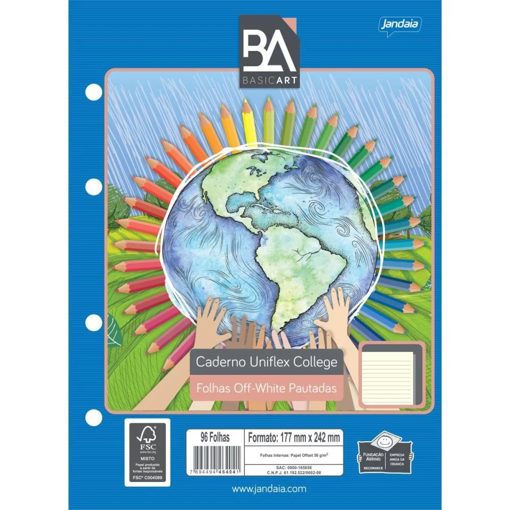 Bloco Para Fichario Colegial Uniflex Off White 80Fls. Jandaia (Pacote) - imagem 2