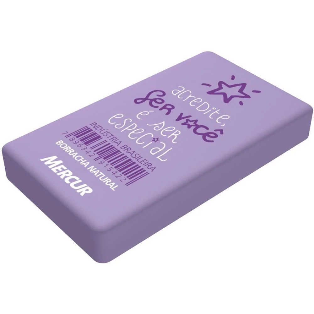 Borracha Colorida Pull Pack Retang 1Lilas/1Rosa Mercur (Bl.c/02) - imagem 4