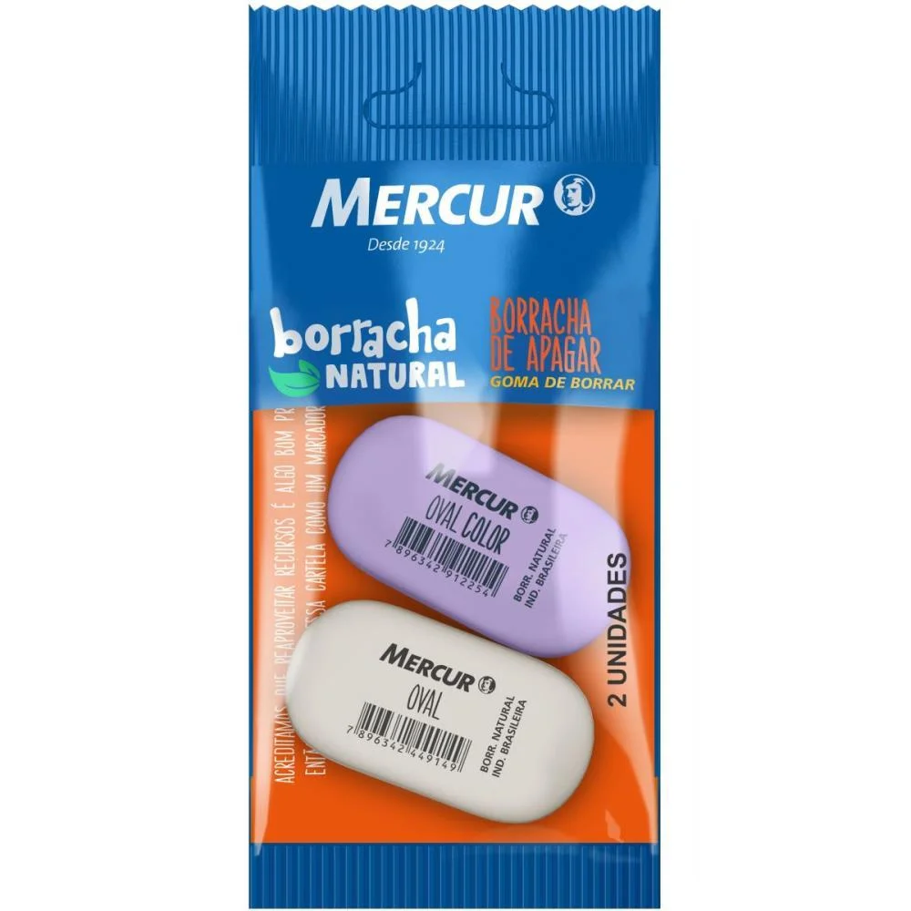 Borracha Colorida Pull Pack Oval 1Branca/1Lilas Mercur (Bl.c/02) - imagem 2