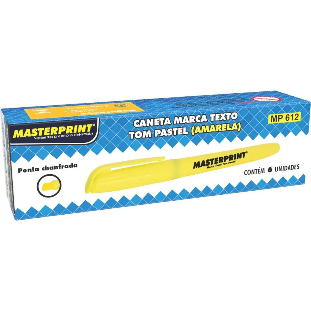 Caneta Marca Texto Mp 612 Pastel Amarela Masterprint (Cx.c/06) - imagem 2