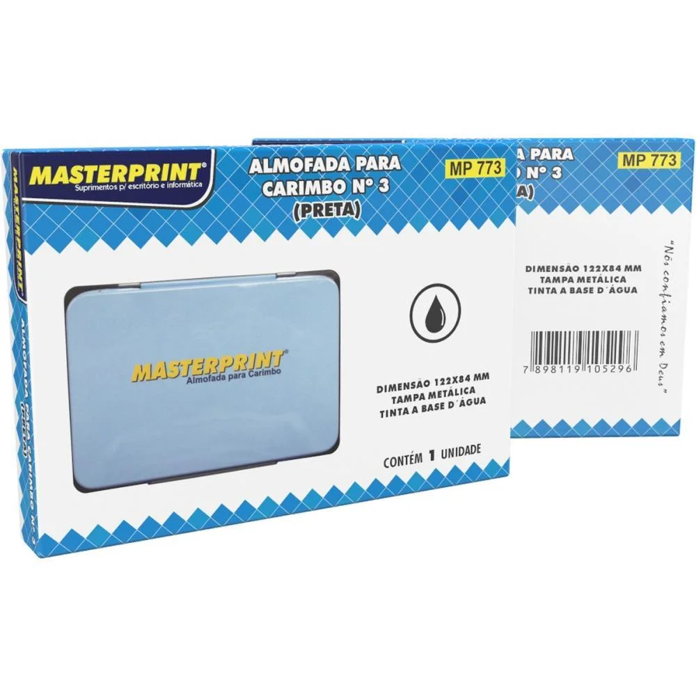 Almofada Carimbo N.3 Mp 773 Preto Tampa Metal Masterprint (Unidade) - imagem 4