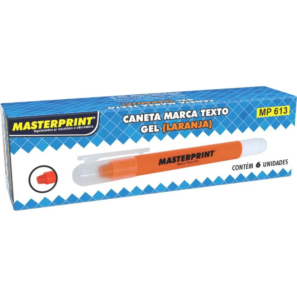 Caneta Marca Texto Gel Mp 613 Laranja Gel Masterprint (Cx.c/06) - imagem 2