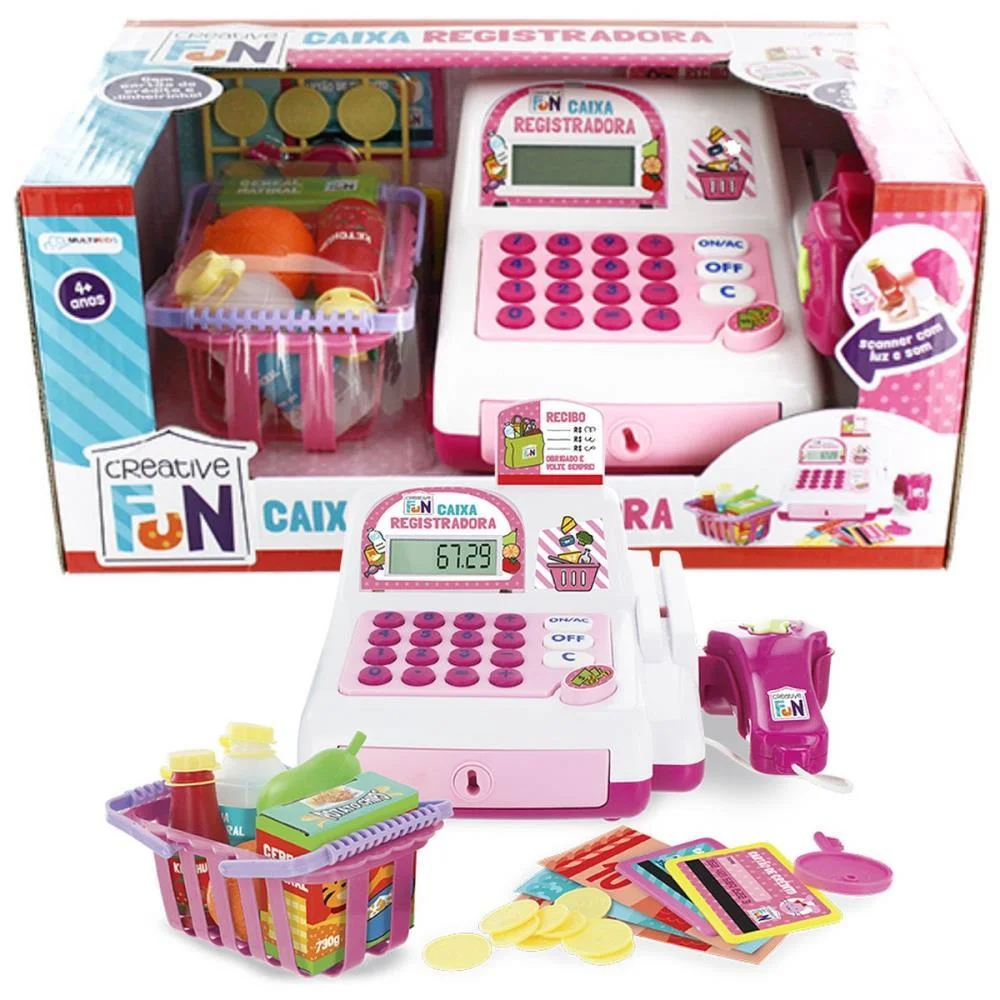 Brincando De Profissoes Caixa Registradora Rosa Multikids (Unidade) - imagem 3