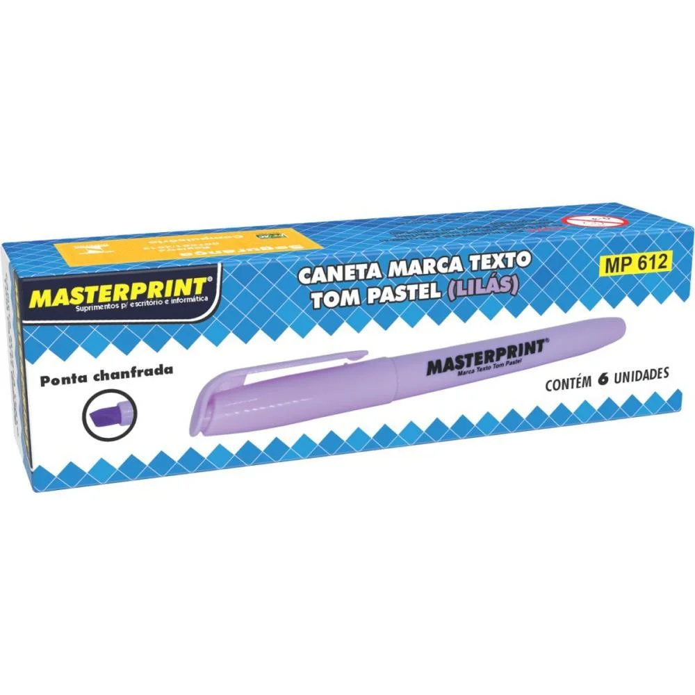 Caneta Marca Texto Mp 612 Pastel Lilas Masterprint (Cx.c/06) - imagem 2