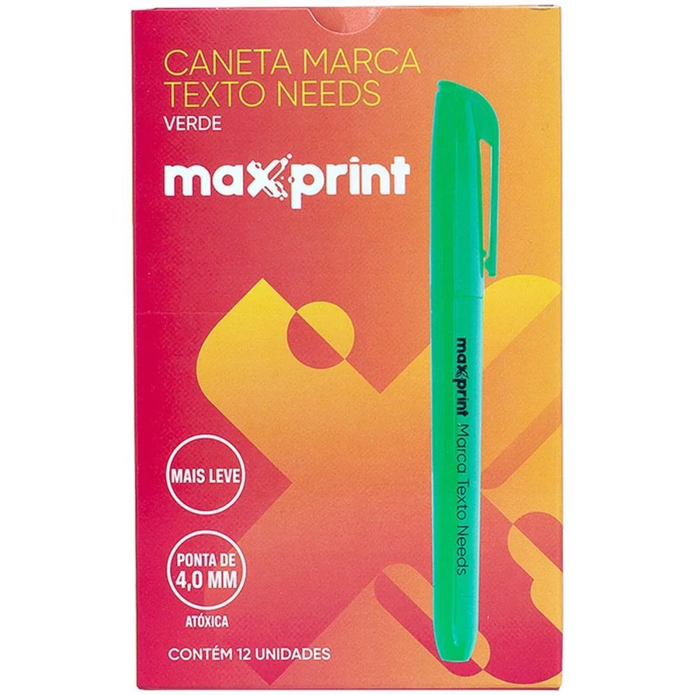 Caneta Marca Texto Needs Verde Maxprint (Cx.c/12) - imagem 3