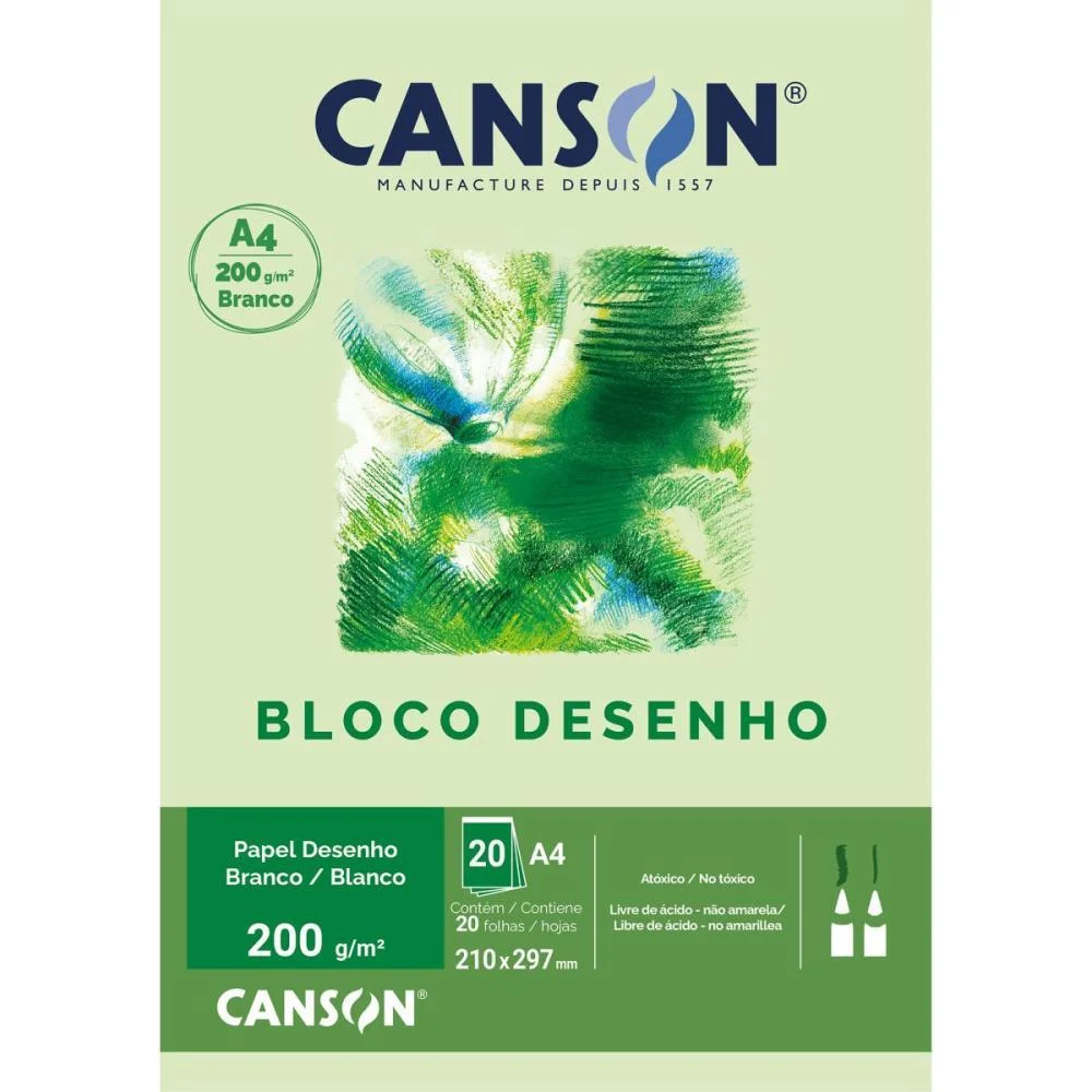 Bloco Para Educacao Artistica Desenho A4 200G 20Fls Branco Canson (Bloco) - imagem 2
