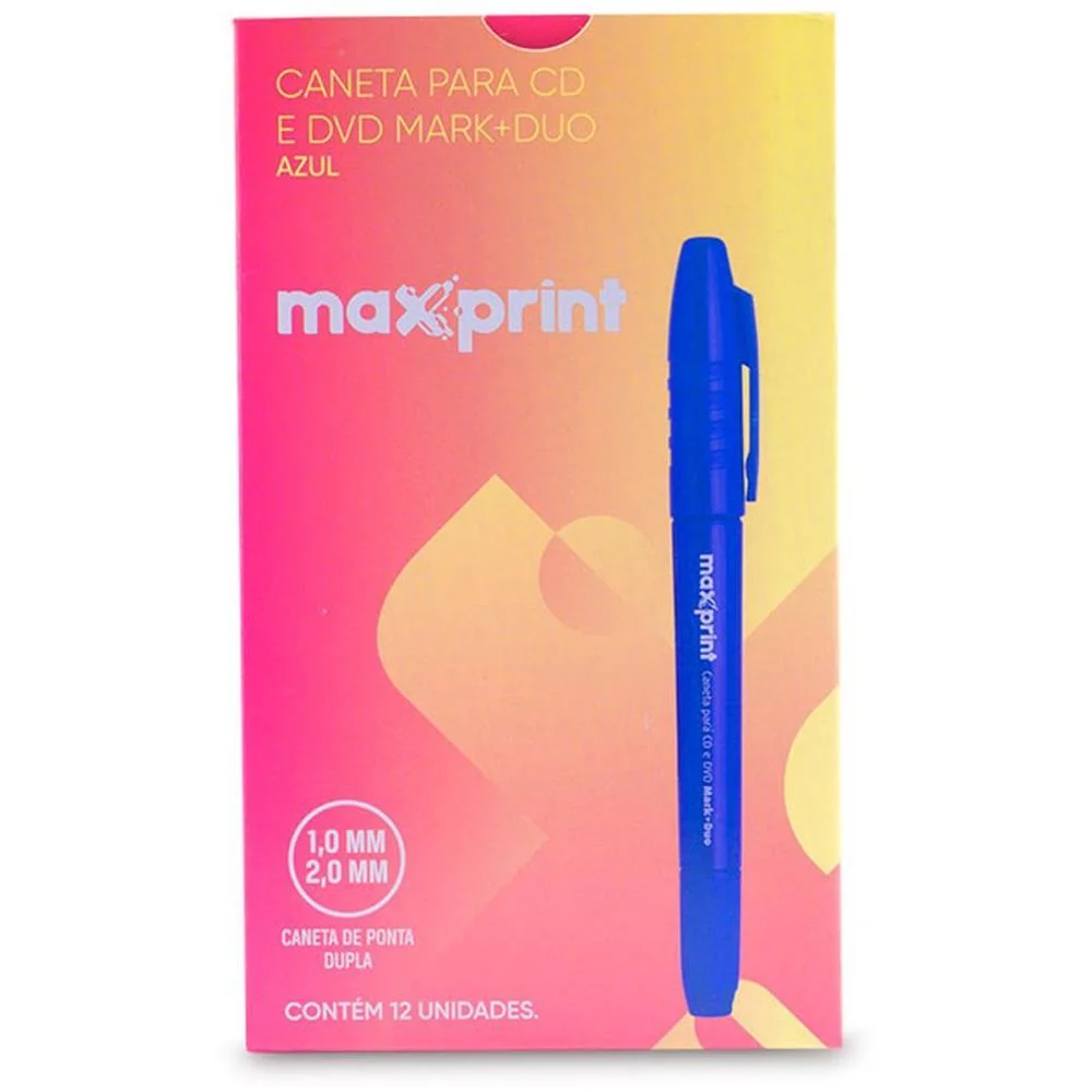Caneta Para Cd 2.0Mm Azul Duo 2.0 E 1.0 Maxprint (Cx.c/12) - imagem 3