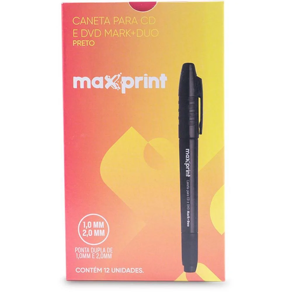 Caneta Para Cd 2.0Mm Preto Duo 2.0 E 1.0 Maxprint (Cx.c/12) - imagem 2