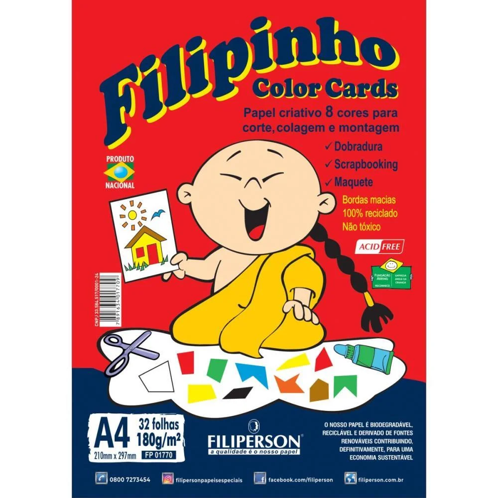 Bloco Para Educacao Artistica Filipinho A4 8Cor. 180G. 32Fl. Filiperson (Pacote) - imagem 3