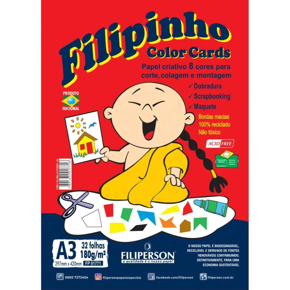 Bloco Para Educacao Artistica Filipinho A3 8Cor. 180G. 32Fl. Filiperson (Pacote) - imagem 3