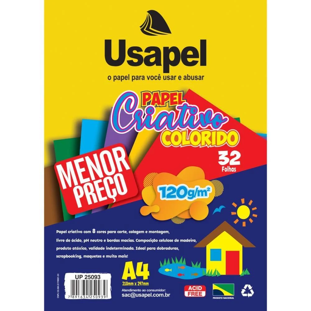 Bloco Para Educacao Artistica Usapel 8Cores A4 120G. 32Fl. Filiperson (Pacote) - imagem 3
