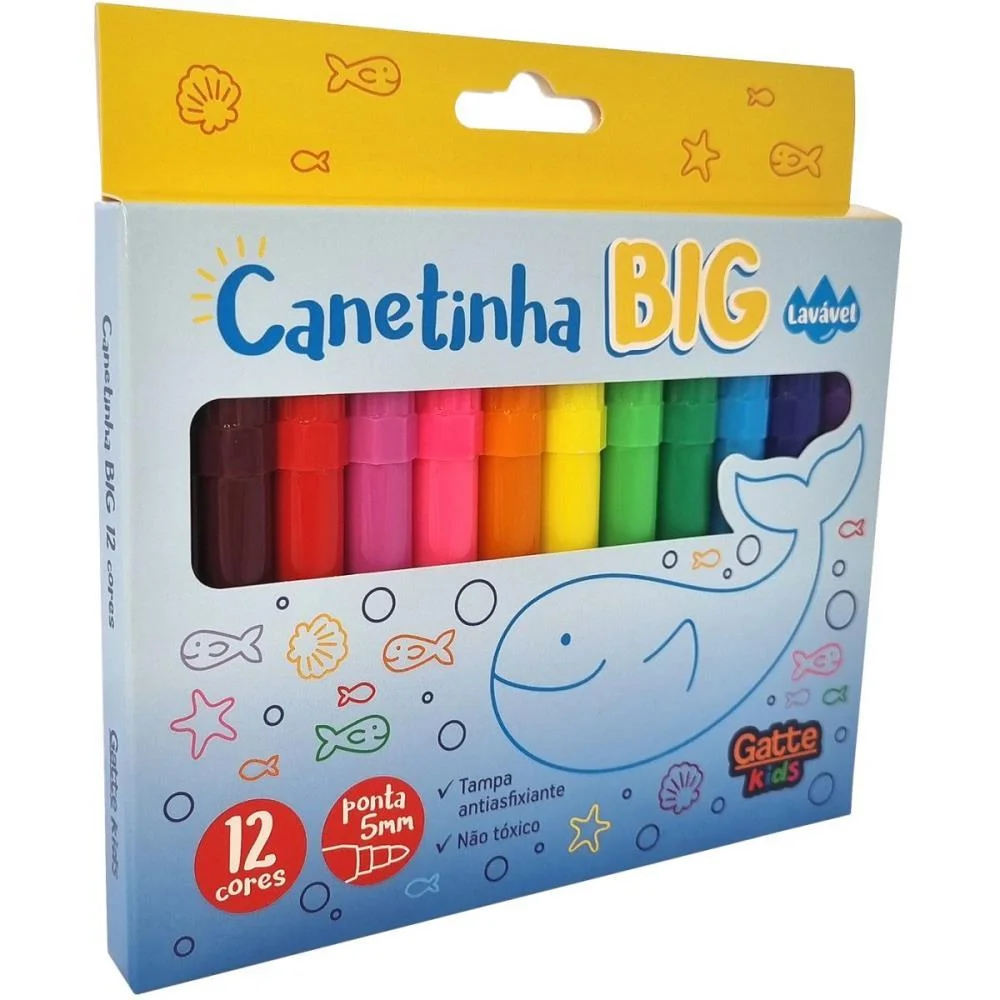 Caneta Hidrografica Jumbo Big 12 Cores Lavavel Make+ (Pct.c/06) - imagem 3
