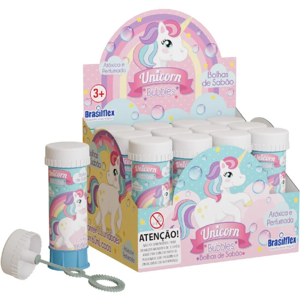 Bolha De Sabao Unicornio 60Ml Brasilflex (Cx.c/12) - imagem 3