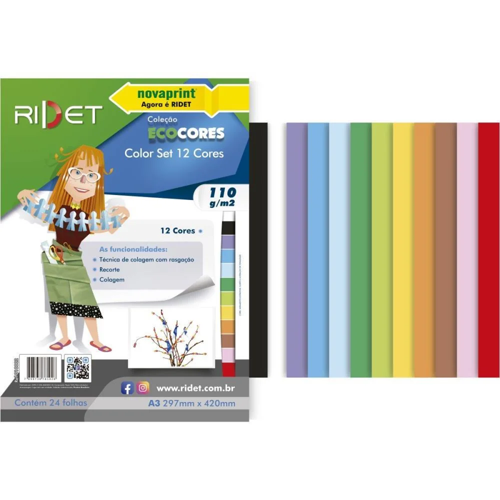 Bloco Para Educacao Artistica Color Set A3 12Cor.110Gr 24Fls Ridet (Pacote) - imagem 3