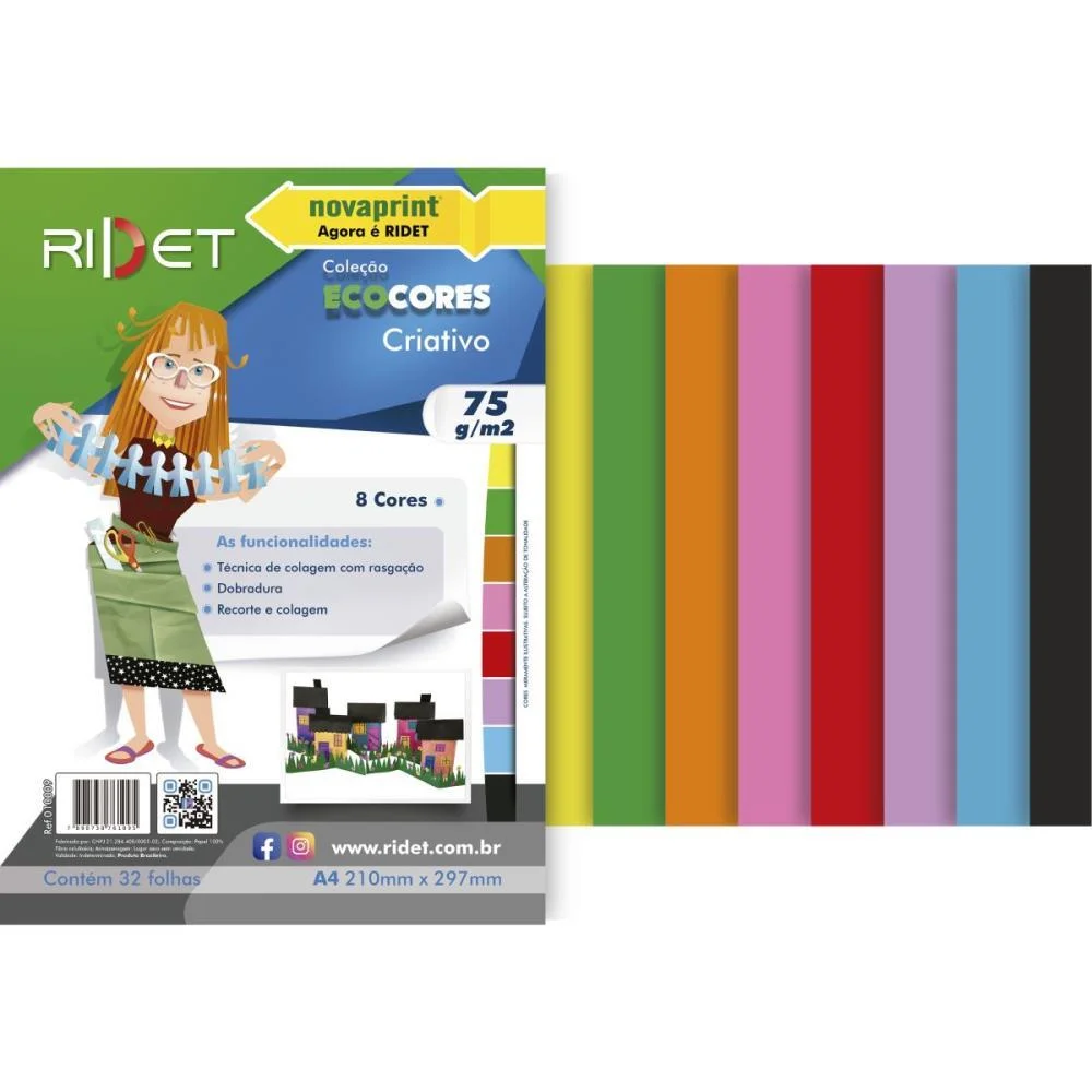 Bloco Para Educacao Artistica Criativo A4 8 Cores 75G.32Fls Ridet (Pacote) - imagem 2