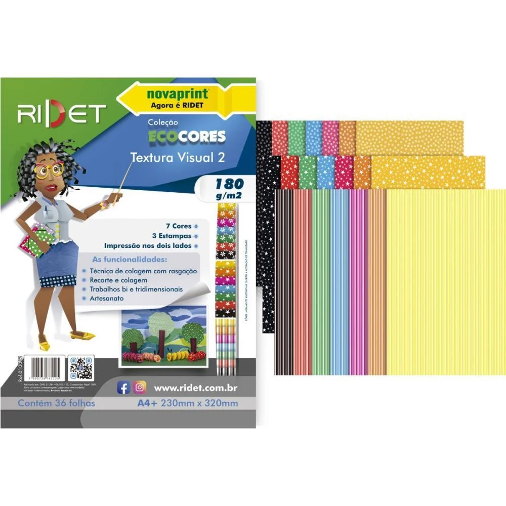 Bloco Para Educacao Artistica Textura 2 Dec.180G.36F 23X32Cm Ridet (Pacote) - imagem 3