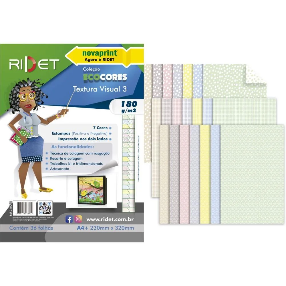 Bloco Para Educacao Artistica Textura 3 Dec.180G 36F 23X32Cm Ridet (Pacote) - imagem 2