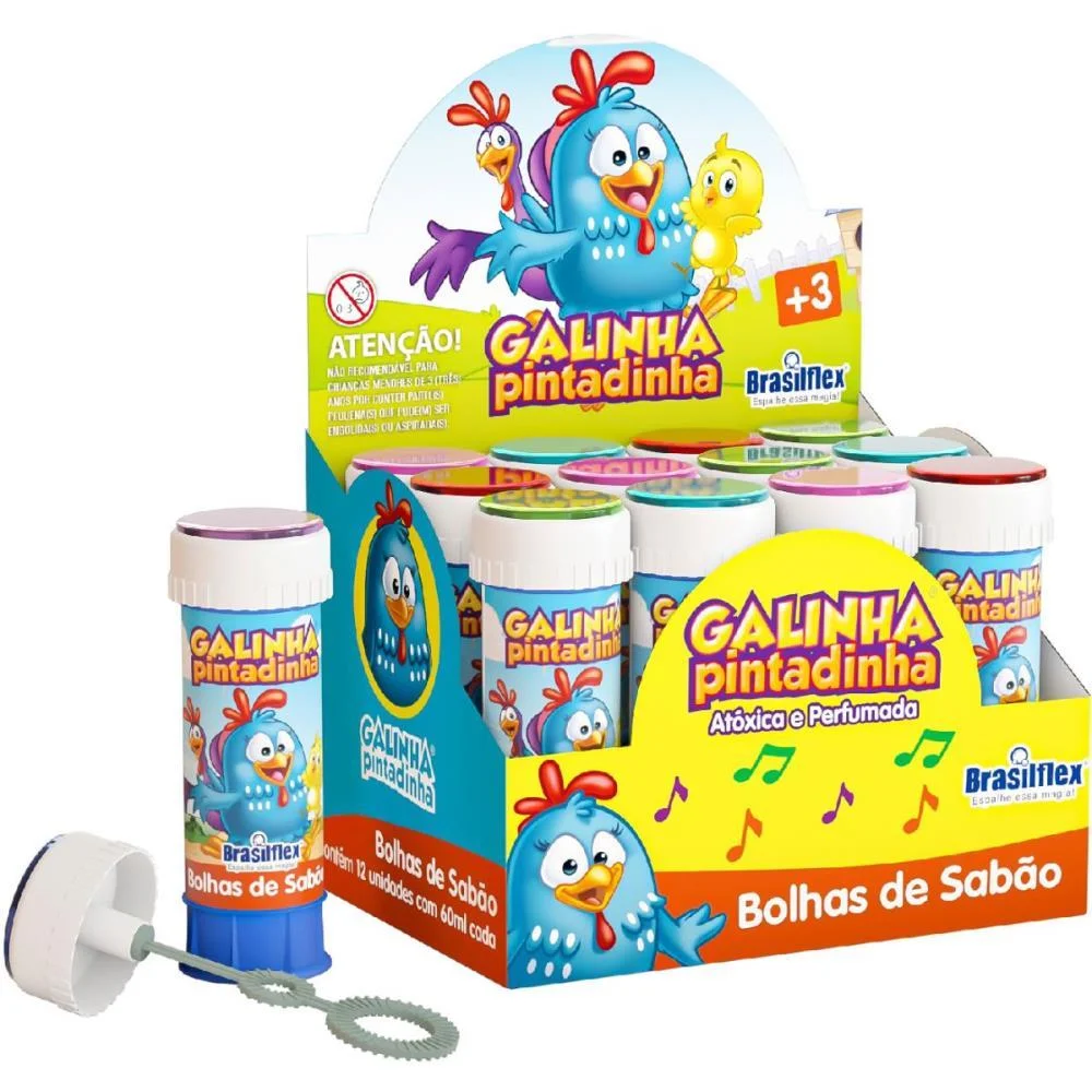Bolha De Sabao Galinha Pintadinha 60Ml C/Jogo Brasilflex (Cx.c/12) - imagem 3