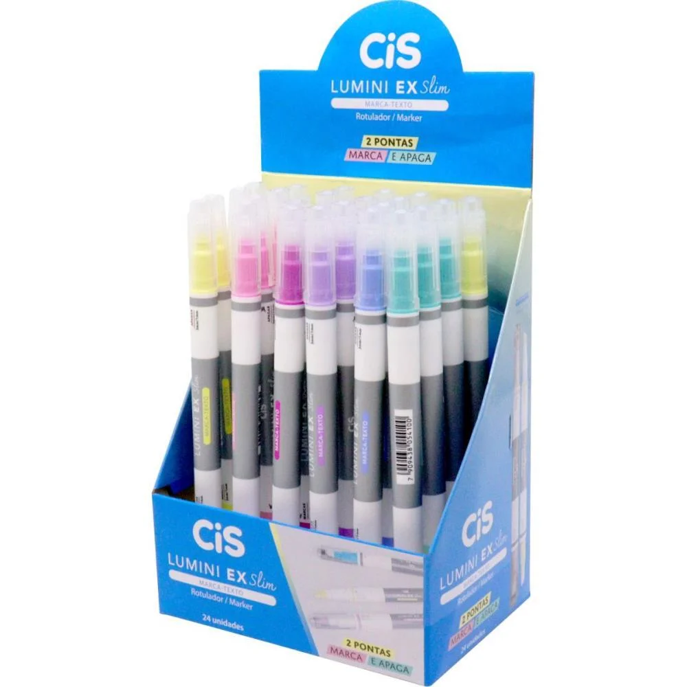 Caneta Marca Texto Cis Lumini Ex Slim Sortidas Sertic (Dp.c/24) - imagem 3