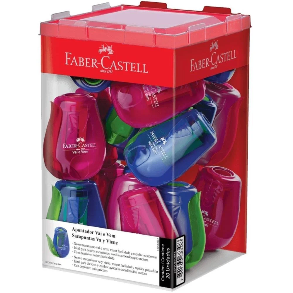 Apontador Com Deposito Vai E Vem 2 Cores Faber-Castell (Dp.c/20) - imagem 2