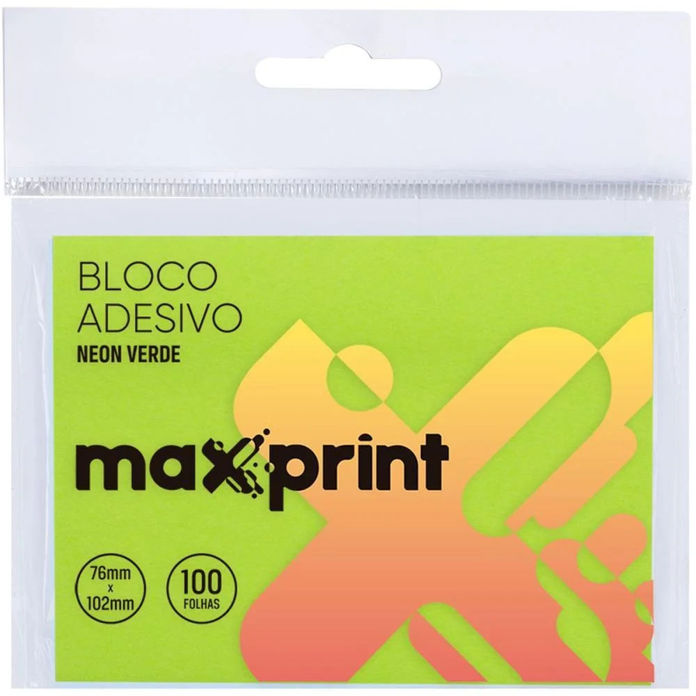 Bloco De Recado Autoadesivo 76X102Mm Verde Neon 100Fls Maxprint (Unidade) - imagem 2