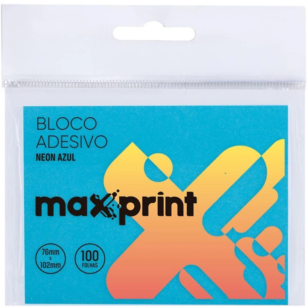 Bloco De Recado Autoadesivo 76X102Mm Azul Neon 100Fls Maxprint (Unidade) - imagem 2