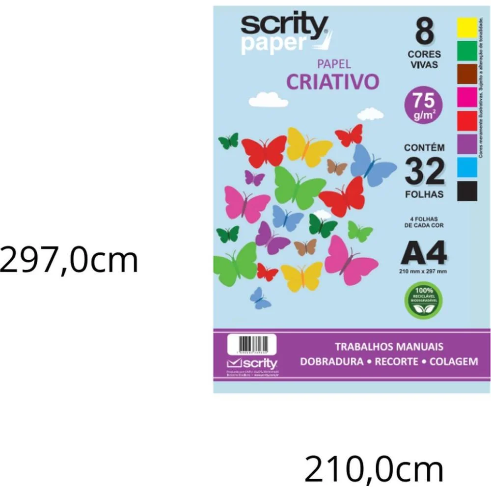 Bloco Para Educacao Artistica Criativo 8Cor. A4 80G. 32Fls. Scrity (Pacote) - imagem 2