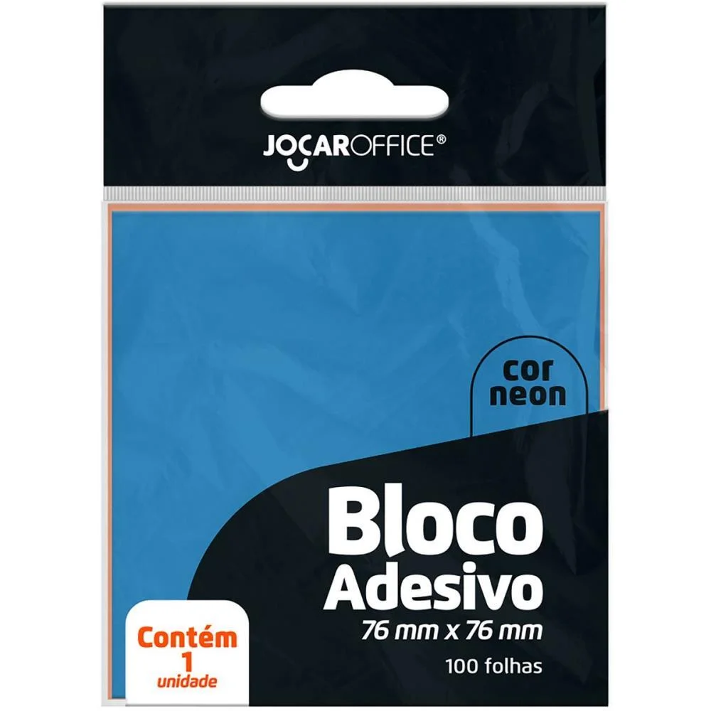 Bloco De Recado Autoadesivo Jocar Azul Neon 76X76 100Fls. Leonora (Cx.c/12) - imagem 4