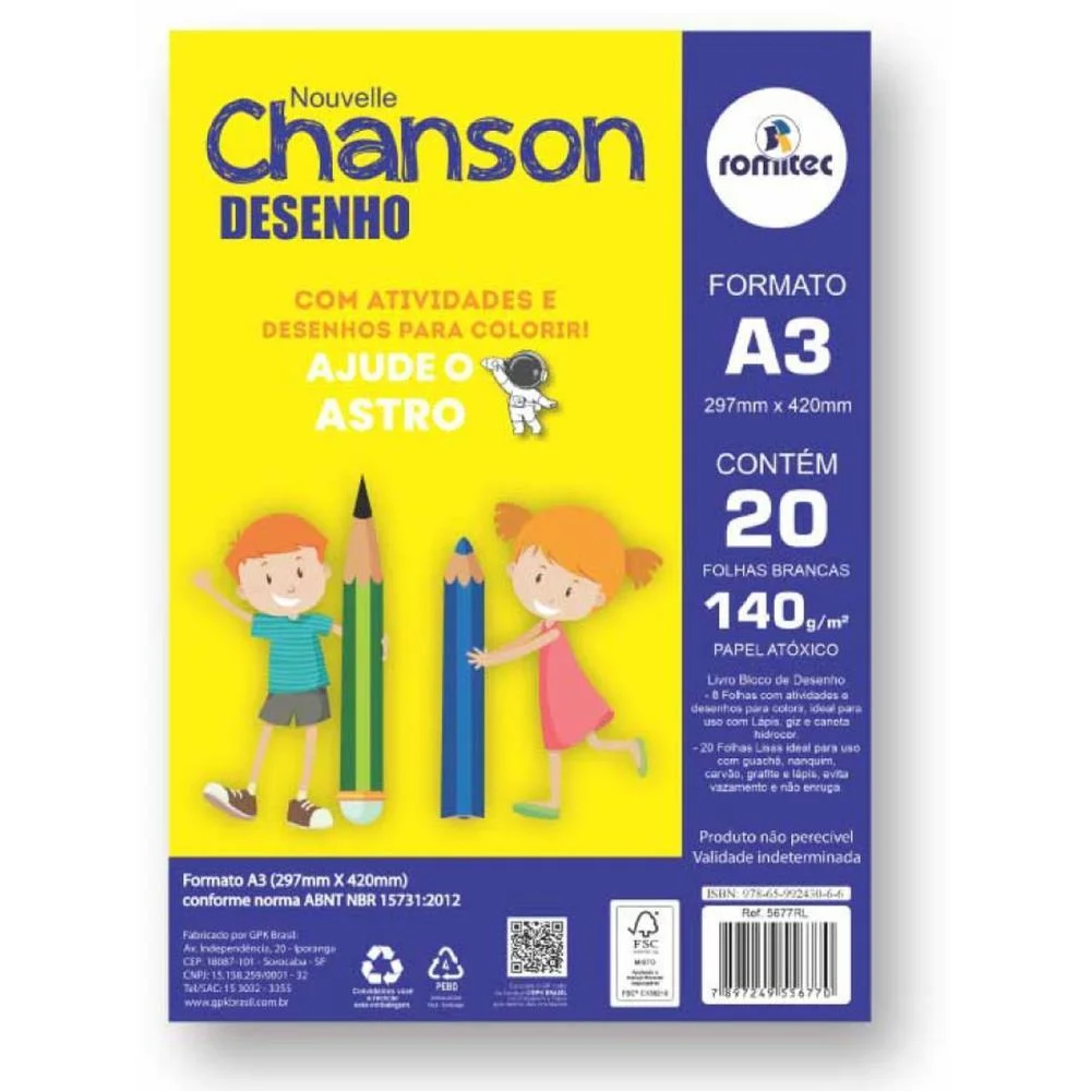 Bloco Para Educacao Artistica Desenho A3 140G C/Livro 20Fls Romitec (Unidade) - imagem 2