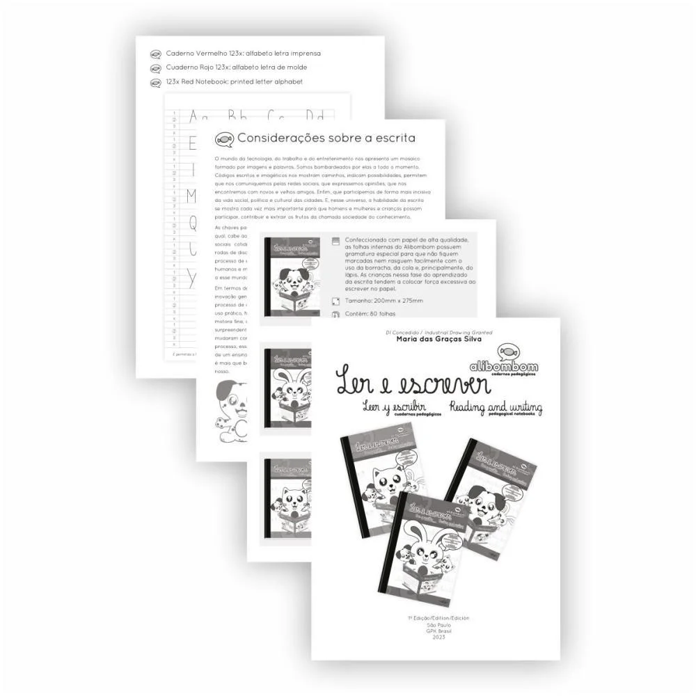 Caderno Caligrafia Capa Dura Alibombom Azul S/Pauta 72Fls Romitec (Pct.c/05) - imagem 5
