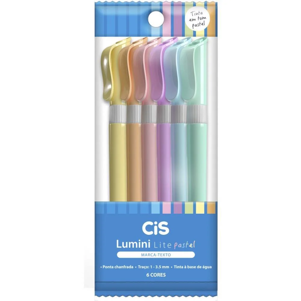 Caneta Marca Texto Cis Lumini Lite 6 Cores Pastel Sertic (Estojo) - imagem 2