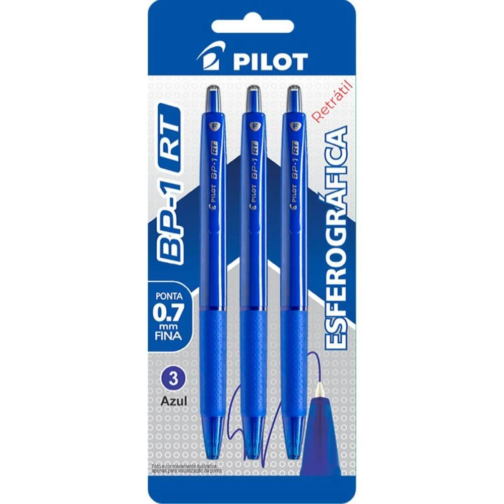 Caneta Esferografica Retratil Bp-1 0.7 Azul Pilot (Bl.c/03) - imagem 3