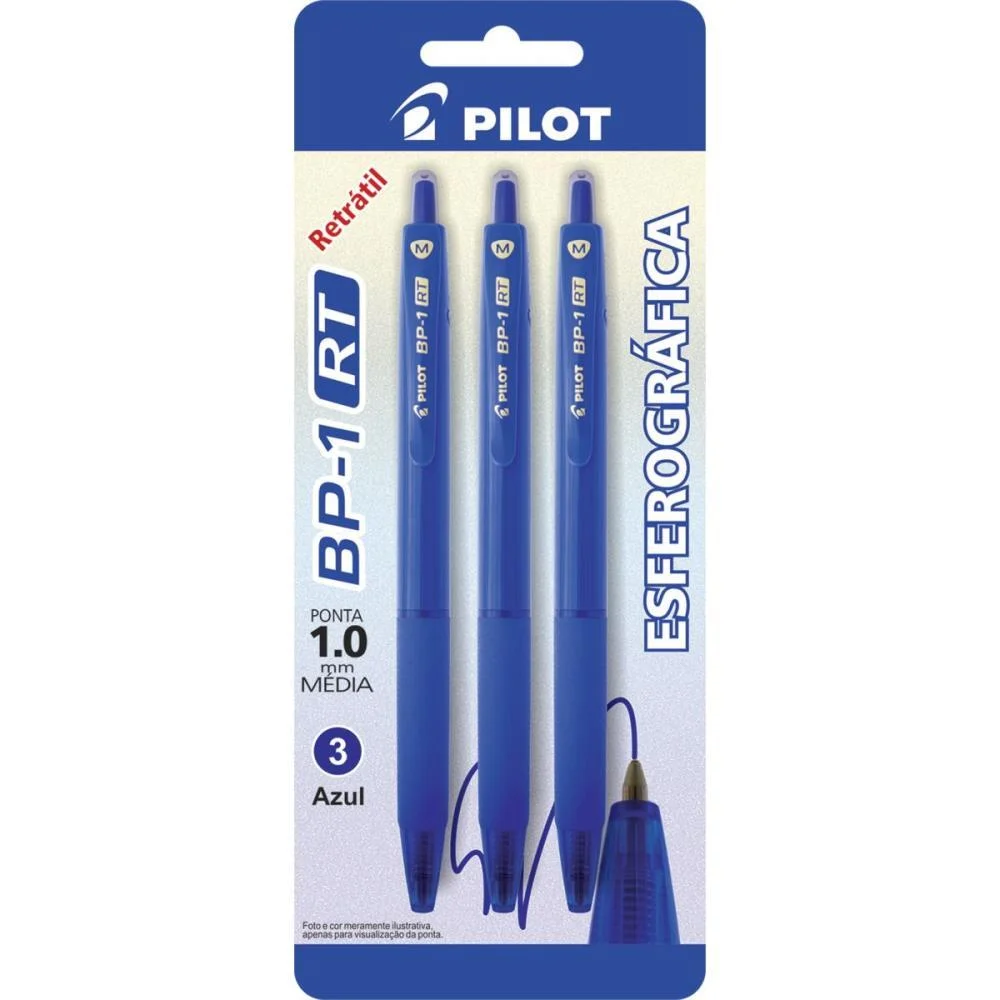 Caneta Esferografica Retratil Bp-1 1.0 Azul Pilot (Bl.c/03) - imagem 2